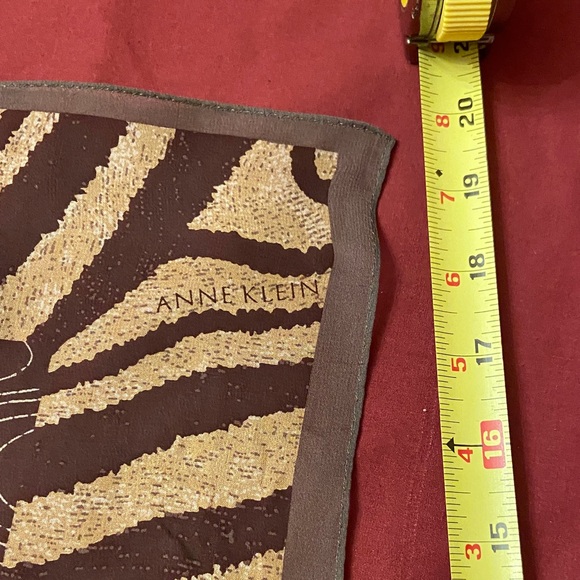 Anne Klein Brown and Tan Patterned Silk Scarf - Picture 3 of 6